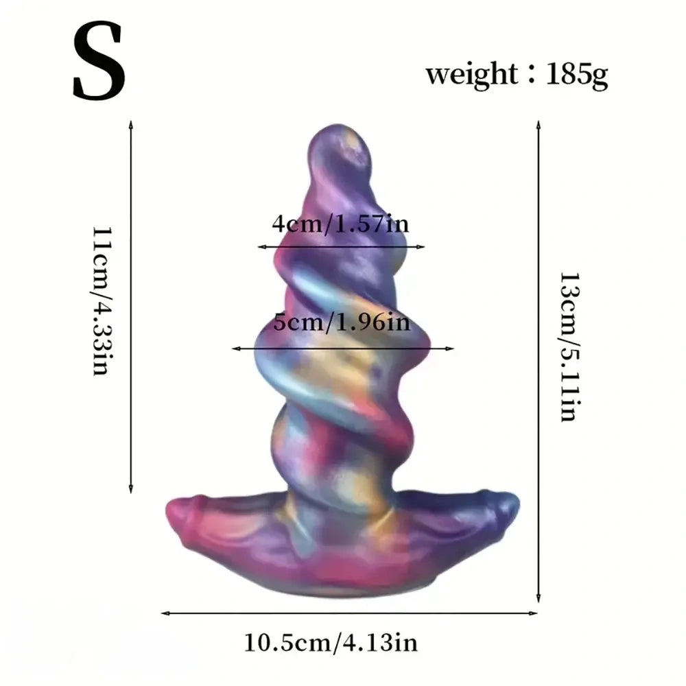 5.11in 6.29in 7.48in Spiral-Shaped Anchored Small Silicone Dildo Plug