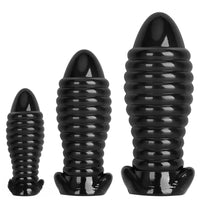 5.11in 7.08in 9.05in Dragon Egg Thread PVC Black Cock Big Butt Plug Dildo