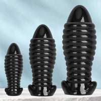 5.11in 7.08in 9.05in Dragon Egg Thread PVC Black Cock Big Butt Plug Dildo