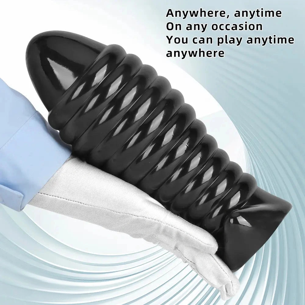 5.11in 7.08in 9.05in Dragon Egg Thread PVC Black Cock Big Butt Plug Dildo