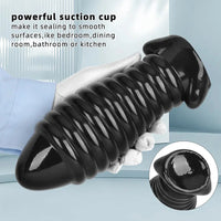 5.11in 7.08in 9.05in Dragon Egg Thread PVC Black Cock Big Butt Plug Dildo