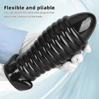 5.11in 7.08in 9.05in Dragon Egg Thread PVC Black Cock Big Butt Plug Dildo