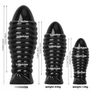 5.11in 7.08in 9.05in Dragon Egg Thread PVC Black Cock Big Butt Plug Dildo