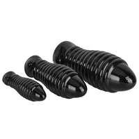 5.11in 7.08in 9.05in Dragon Egg Thread PVC Black Cock Big Butt Plug Dildo