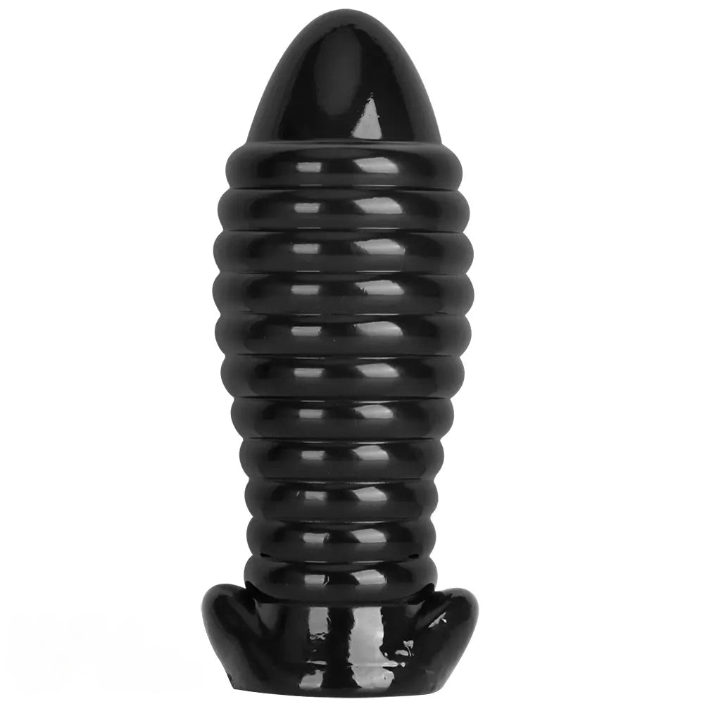 5.11in 7.08in 9.05in Dragon Egg Thread PVC Black Cock Big Butt Plug Dildo