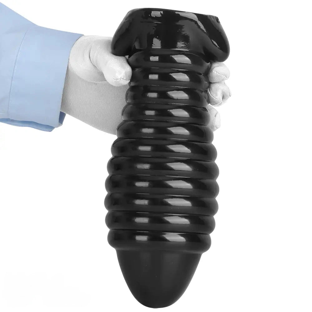 5.11in 7.08in 9.05in Dragon Egg Thread PVC Black Cock Big Butt Plug Dildo
