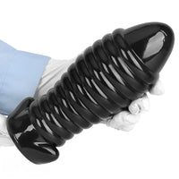 5.11in 7.08in 9.05in Dragon Egg Thread PVC Black Cock Big Butt Plug Dildo