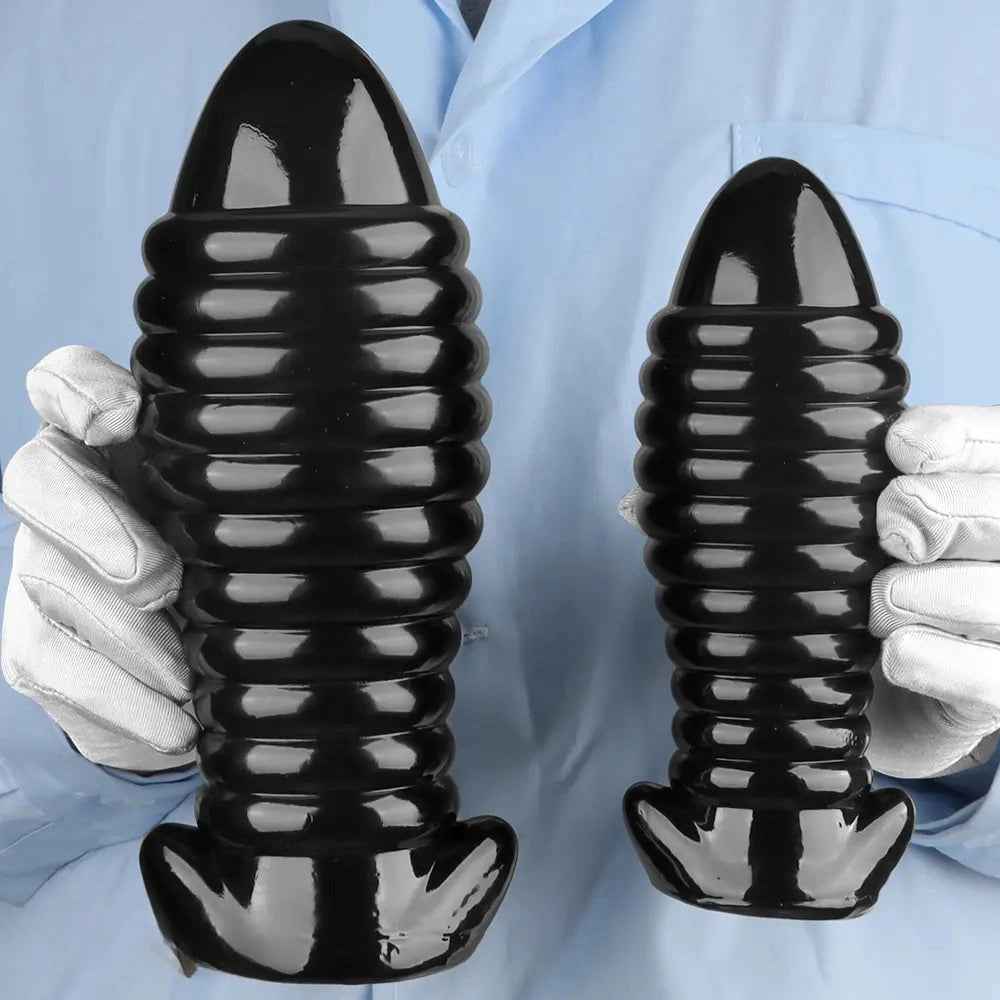 5.11in 7.08in 9.05in Dragon Egg Thread PVC Black Cock Big Butt Plug Dildo
