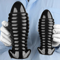5.11in 7.08in 9.05in Dragon Egg Thread PVC Black Cock Big Butt Plug Dildo
