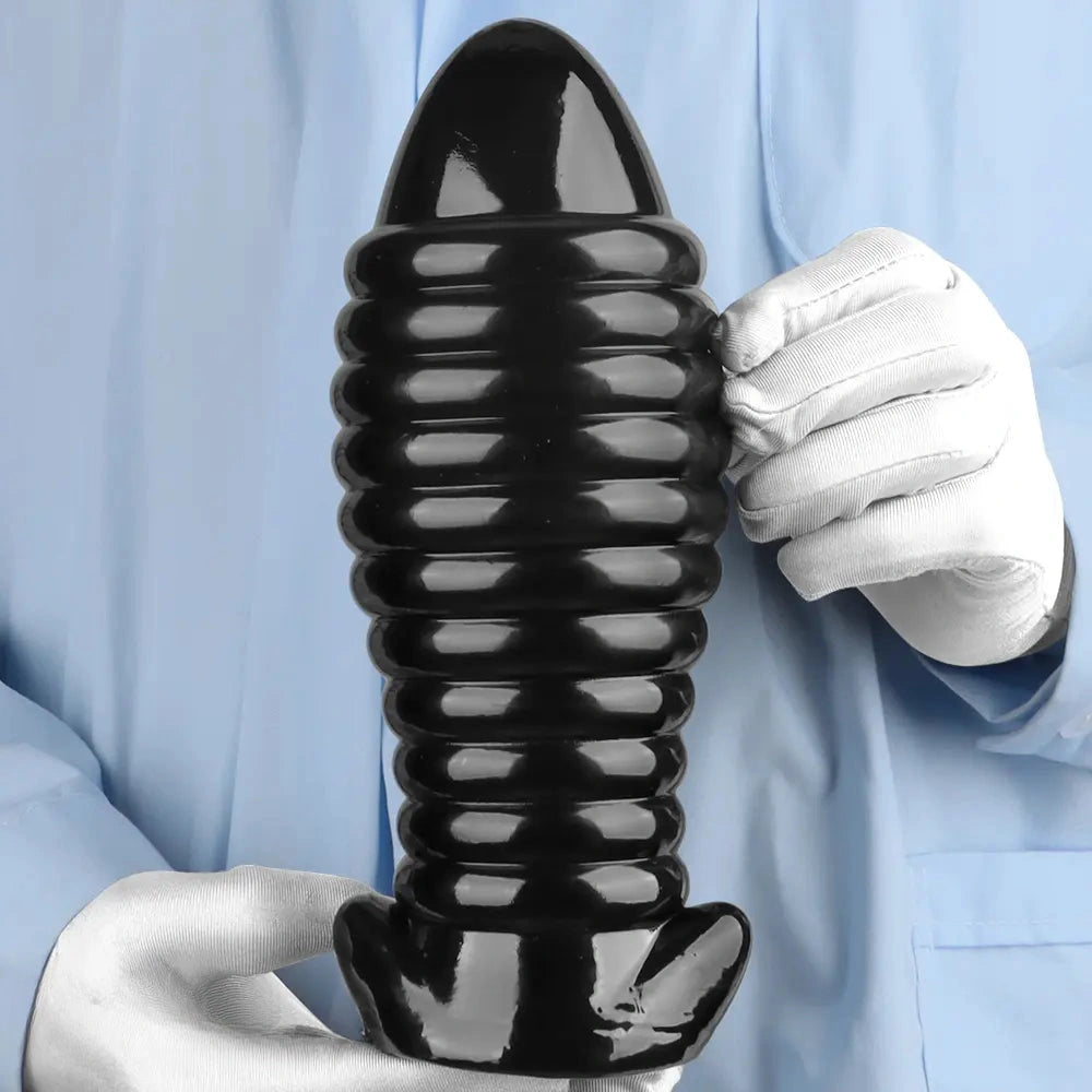 5.11in 7.08in 9.05in Dragon Egg Thread PVC Black Cock Big Butt Plug Dildo