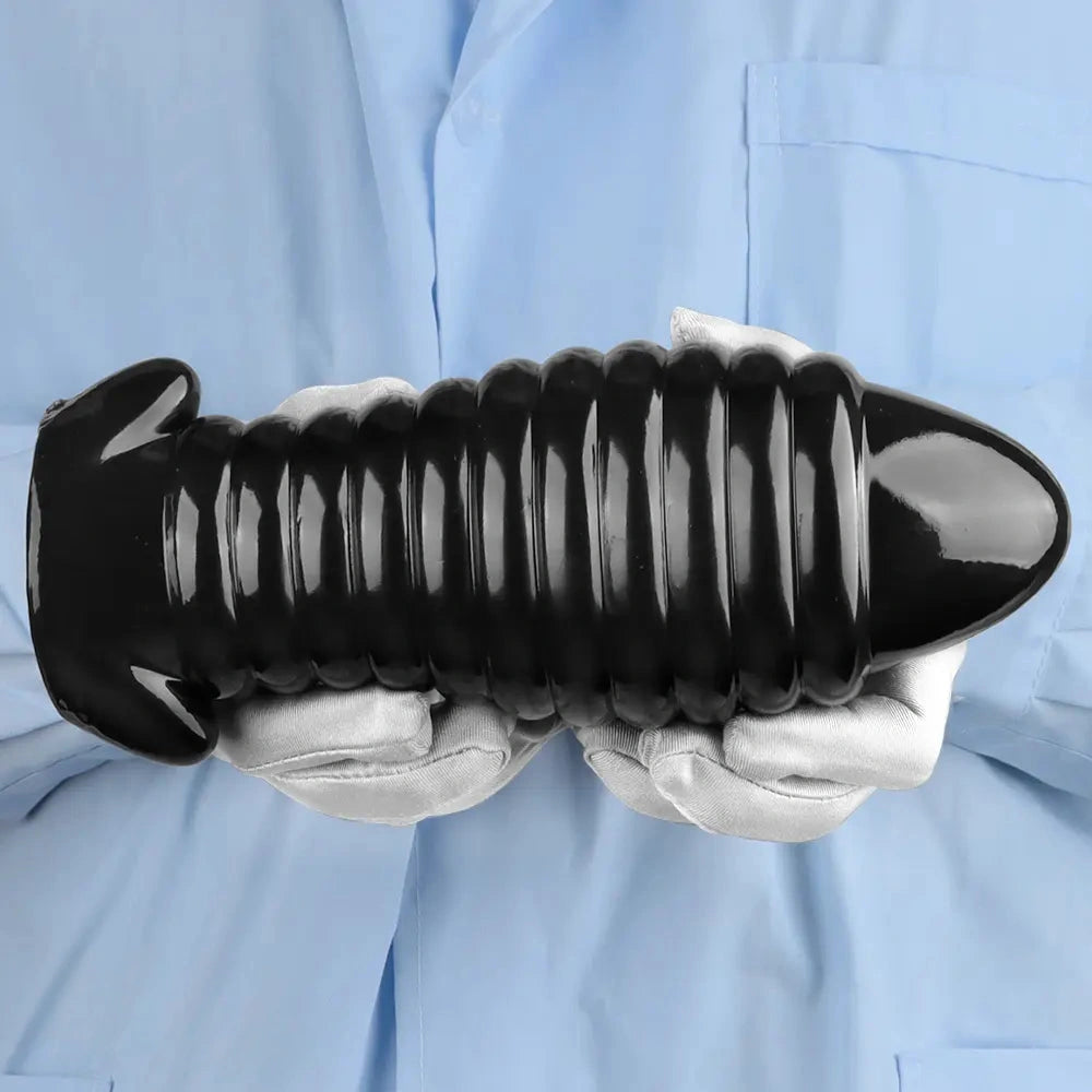 5.11in 7.08in 9.05in Dragon Egg Thread PVC Black Cock Big Butt Plug Dildo