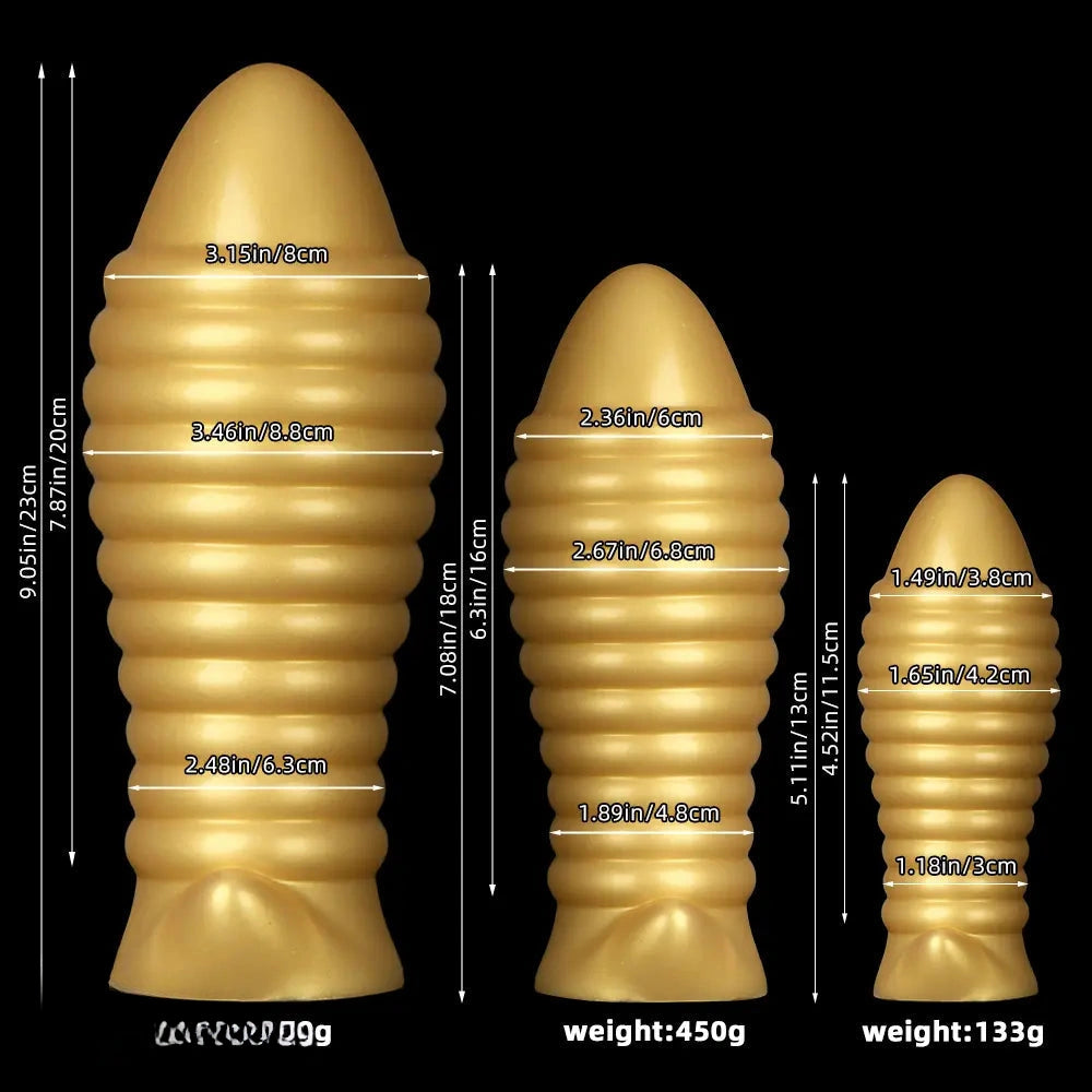 5.11in 7.08in 9.05in Dragon Egg Thread Silicone Soft Big Butt Plug Dildo