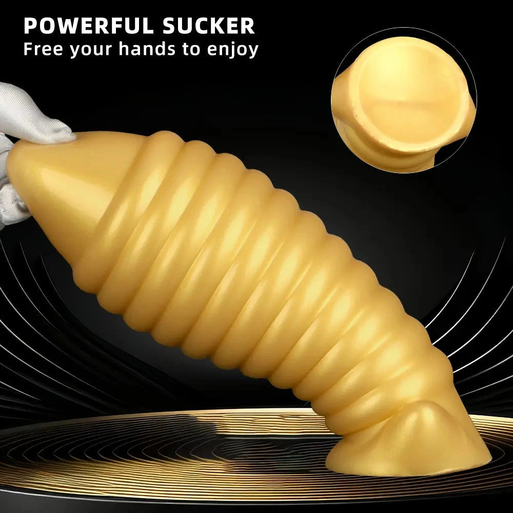 5.11in 7.08in 9.05in Dragon Egg Thread Silicone Soft Big Butt Plug Dildo