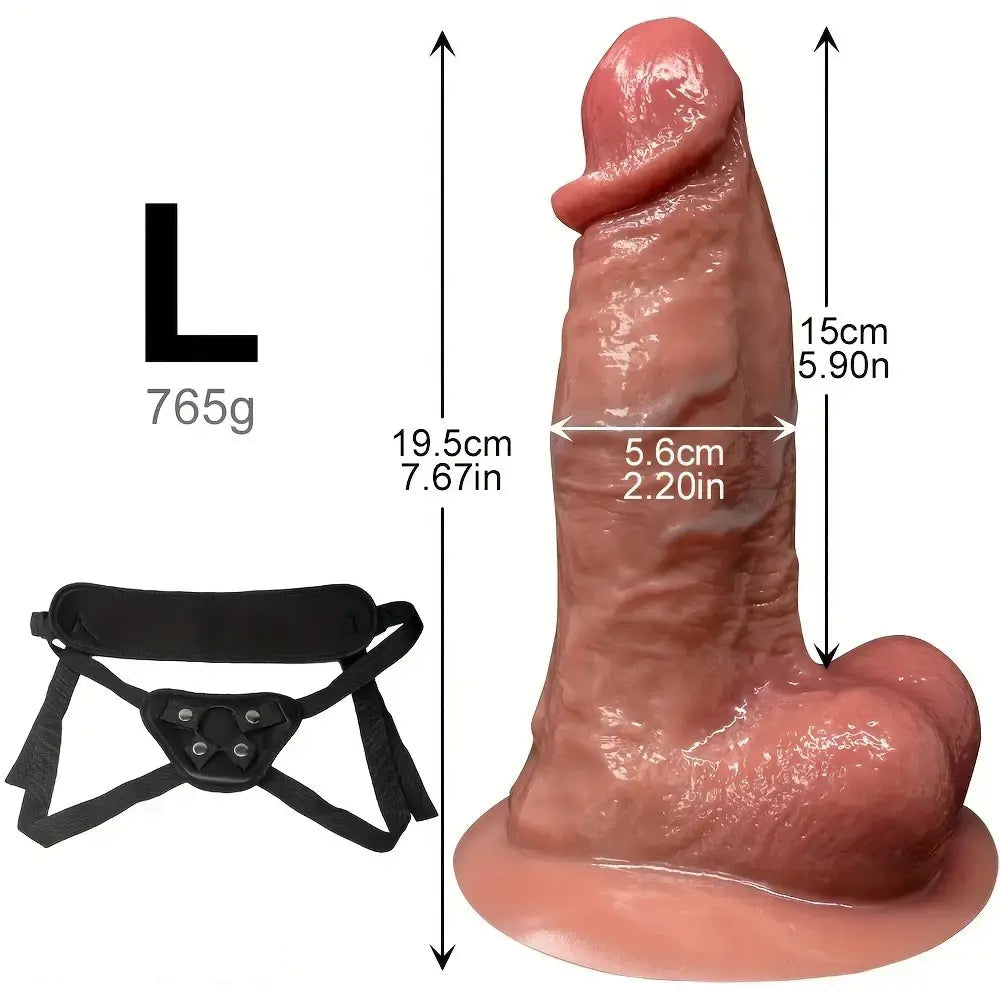 5.11in 7.67in Realistic Dual-liquid Silicone Firm Control G-String Strapon Dildo