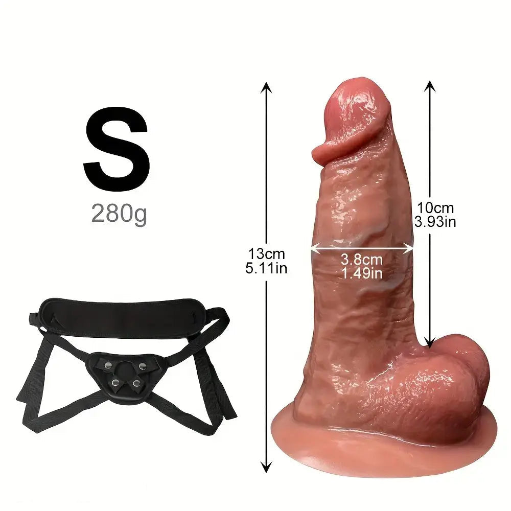 5.11in 7.67in Realistic Dual-liquid Silicone Firm Control G-String Strapon Dildo