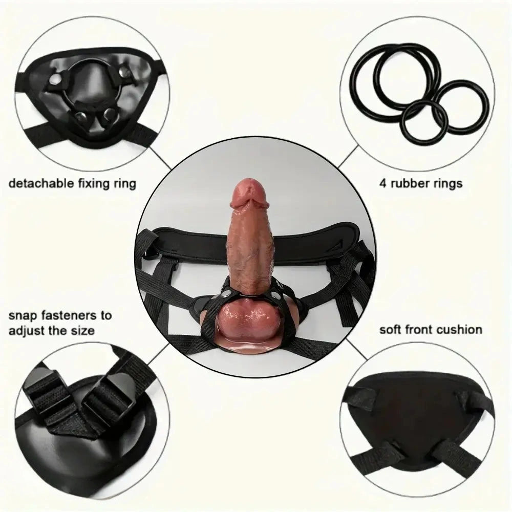5.11in 7.67in Realistic Dual-liquid Silicone Firm Control G-String Strapon Dildo