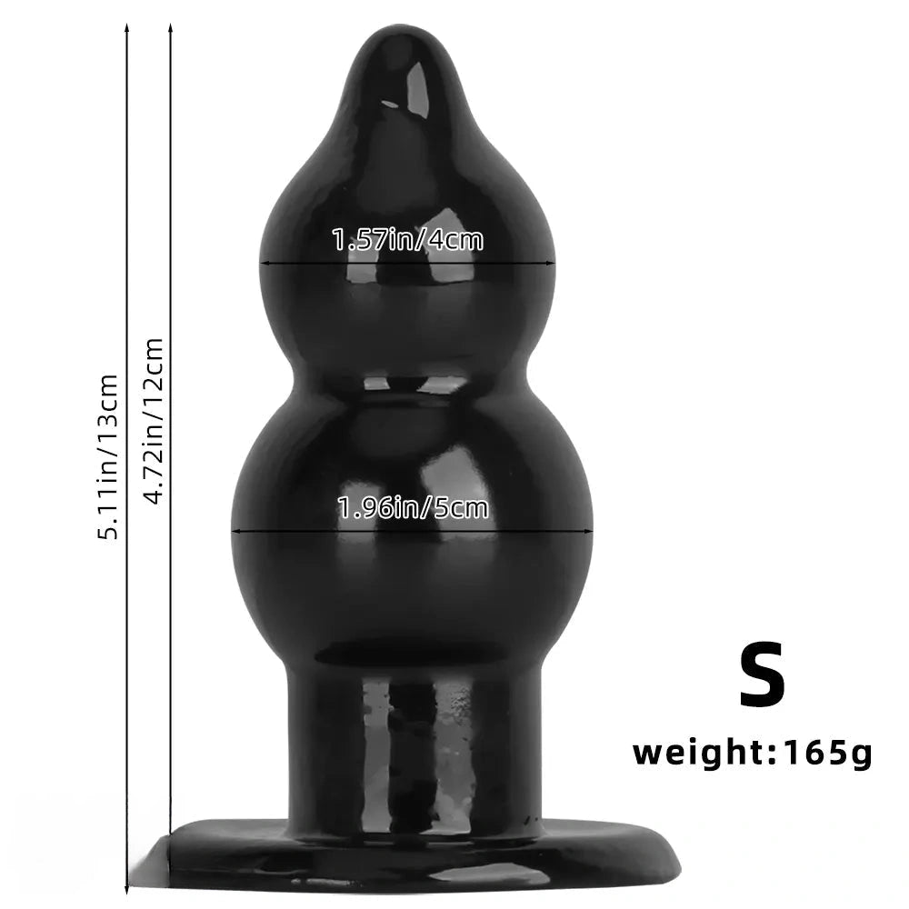 5.11in 9.05in Black Fantasy PVC Big Thick Butt Plug Dildo Pleasure Stimulator