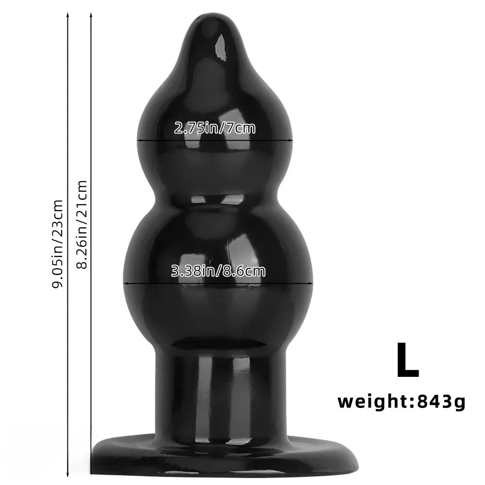 5.11in 9.05in Black Fantasy PVC Big Thick Butt Plug Dildo Pleasure Stimulator