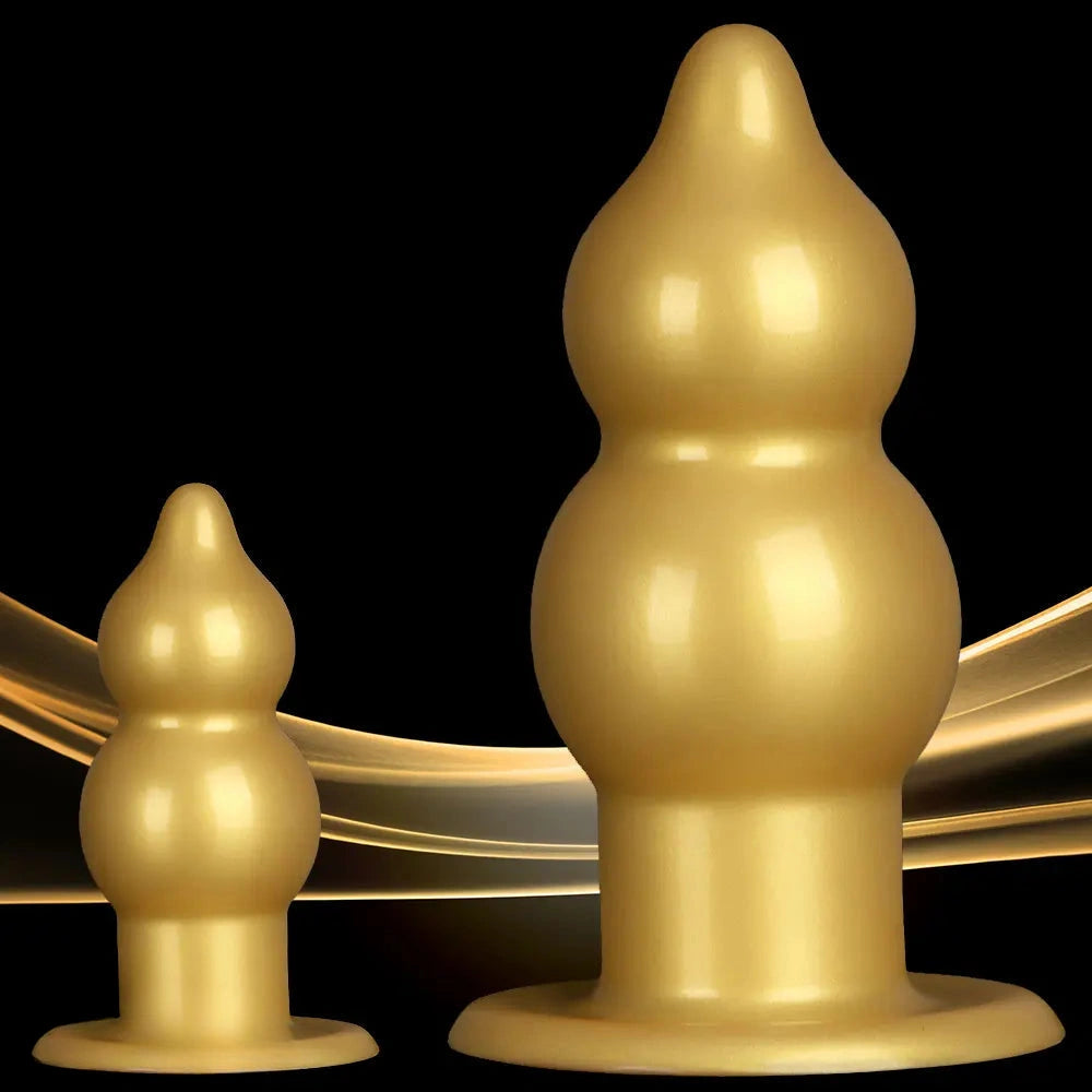 5.11in 9.05in Golden Silicone Big Thick Butt Plug Dildo Pleasure Stimulator