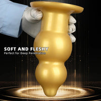 5.11in 9.05in Golden Silicone Big Thick Butt Plug Dildo Pleasure Stimulator