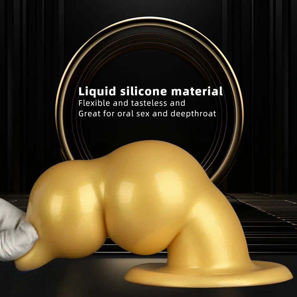 5.11in 9.05in Golden Silicone Big Thick Butt Plug Dildo Pleasure Stimulator