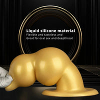 5.11in 9.05in Golden Silicone Big Thick Butt Plug Dildo Pleasure Stimulator