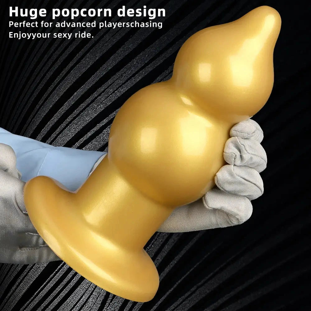 5.11in 9.05in Golden Silicone Big Thick Butt Plug Dildo Pleasure Stimulator