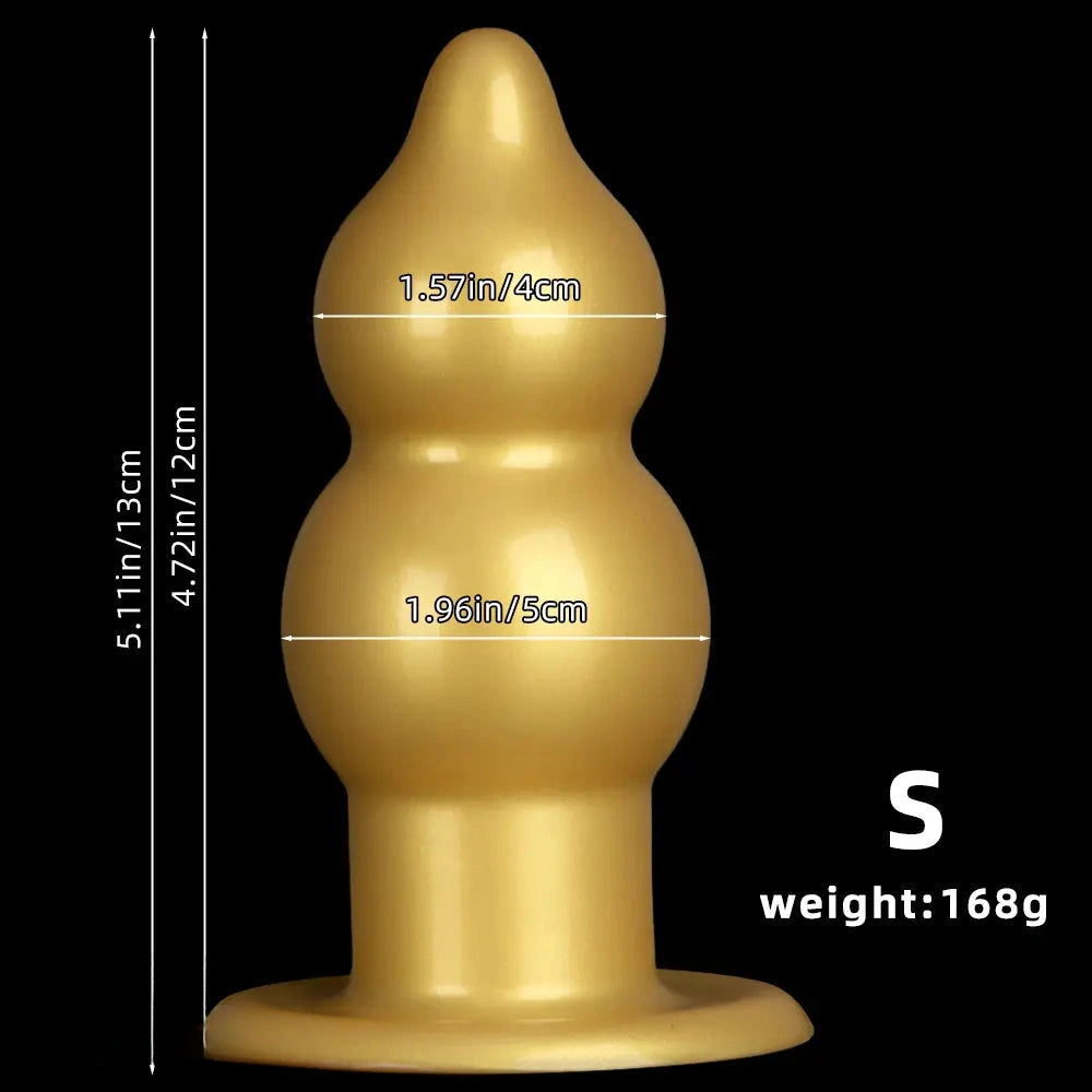 5.11in 9.05in Golden Silicone Big Thick Butt Plug Dildo Pleasure Stimulator