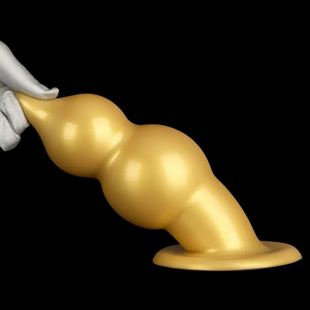 5.11in 9.05in Golden Silicone Big Thick Butt Plug Dildo Pleasure Stimulator
