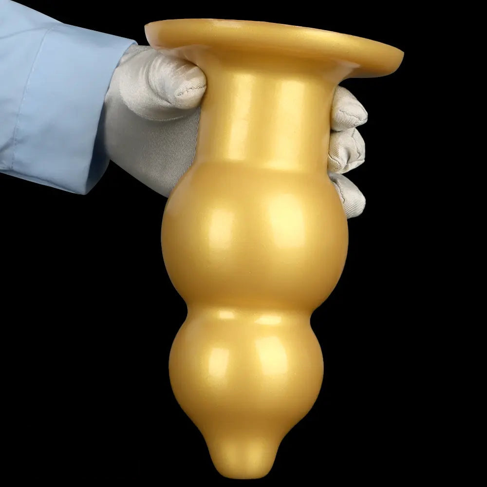 5.11in 9.05in Golden Silicone Big Thick Butt Plug Dildo Pleasure Stimulator