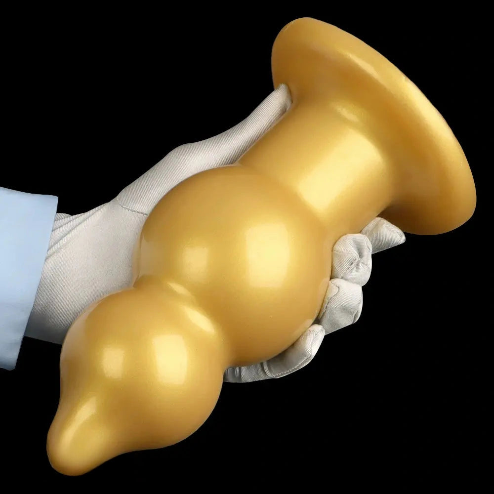 5.11in 9.05in Golden Silicone Big Thick Butt Plug Dildo Pleasure Stimulator