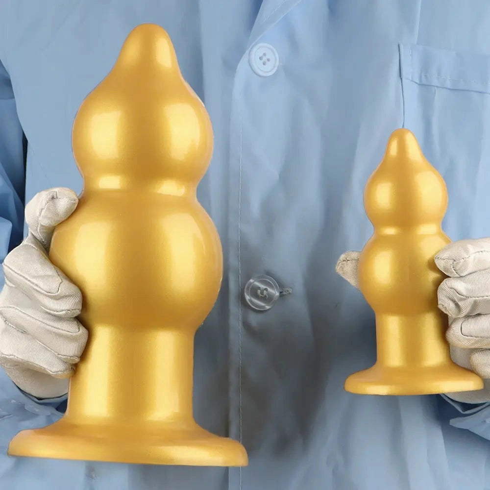 5.11in 9.05in Golden Silicone Big Thick Butt Plug Dildo Pleasure Stimulator