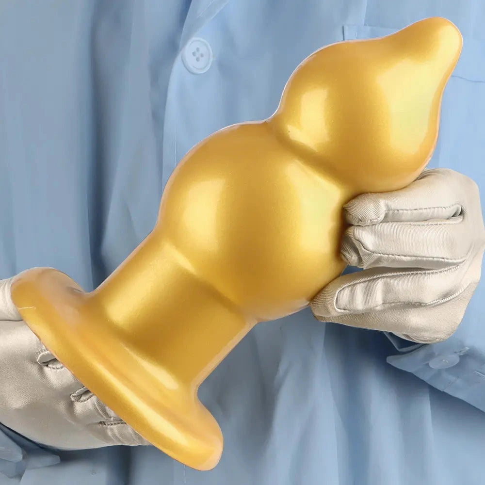 5.11in 9.05in Golden Silicone Big Thick Butt Plug Dildo Pleasure Stimulator