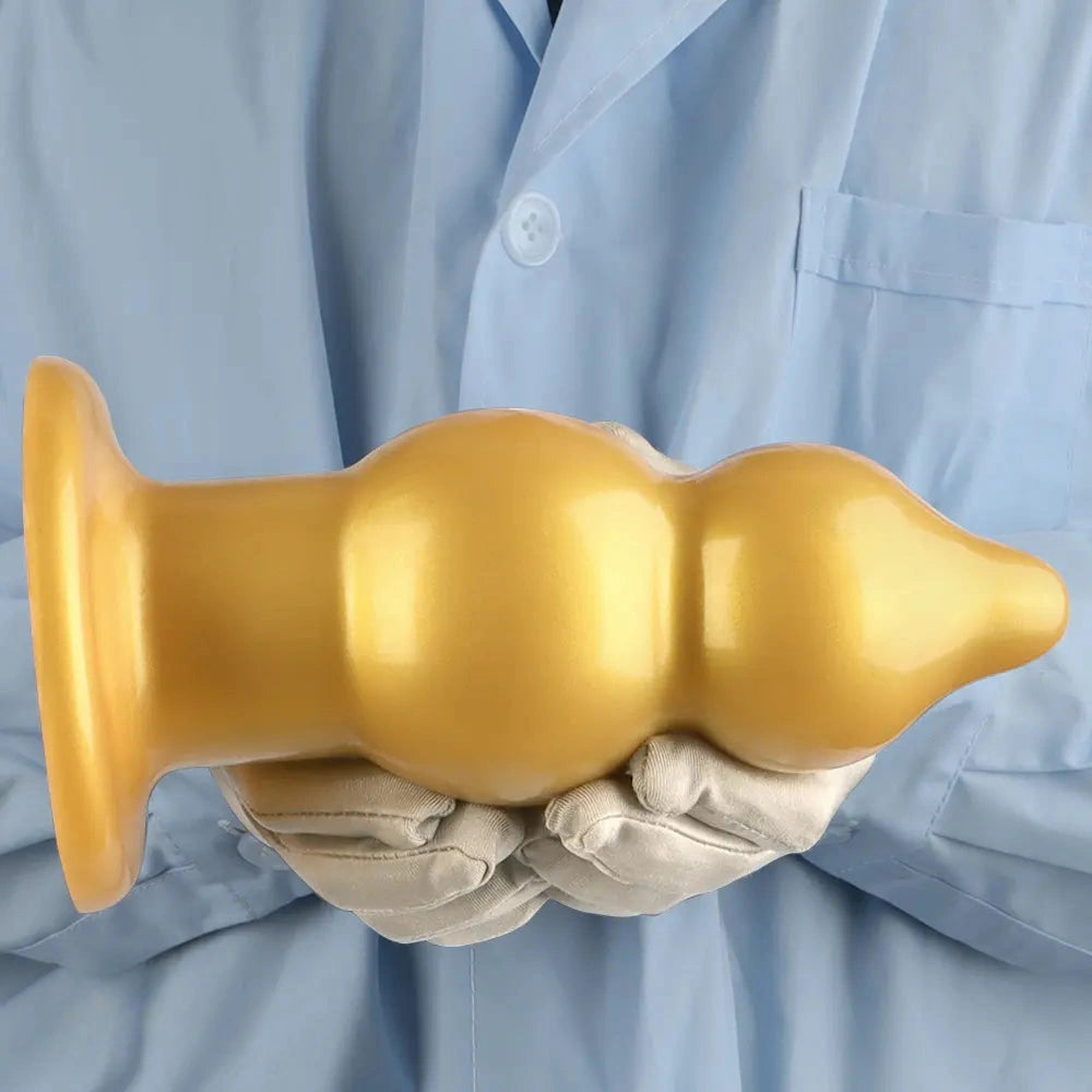5.11in 9.05in Golden Silicone Big Thick Butt Plug Dildo Pleasure Stimulator
