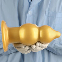 5.11in 9.05in Golden Silicone Big Thick Butt Plug Dildo Pleasure Stimulator