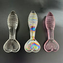5.11in Glass Spiral Sharp Head Dildo With Heart Base Love Sex Toy