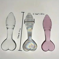 5.11in Glass Spiral Sharp Head Dildo With Heart Base Love Sex Toy