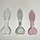 5.11in Glass Spiral Sharp Head Dildo With Heart Base Love Sex Toy
