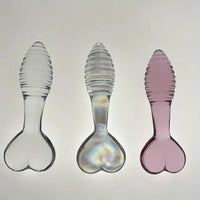 5.11in Glass Spiral Sharp Head Dildo With Heart Base Love Sex Toy