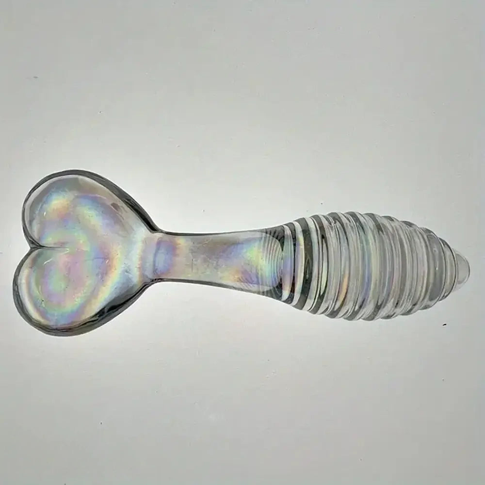 5.11in Glass Spiral Sharp Head Dildo With Heart Base Love Sex Toy