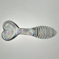 5.11in Glass Spiral Sharp Head Dildo With Heart Base Love Sex Toy