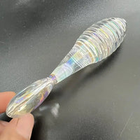 5.11in Glass Spiral Sharp Head Dildo With Heart Base Love Sex Toy