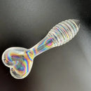 5.11in Glass Spiral Sharp Head Dildo With Heart Base Love Sex Toy