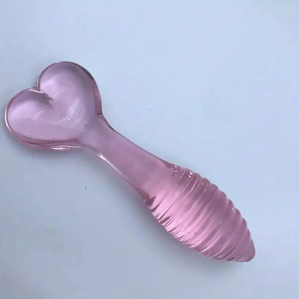 5.11in Glass Spiral Sharp Head Dildo With Heart Base Love Sex Toy