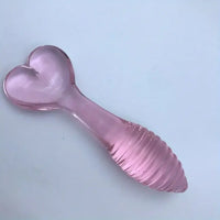 5.11in Glass Spiral Sharp Head Dildo With Heart Base Love Sex Toy