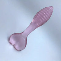 5.11in Glass Spiral Sharp Head Dildo With Heart Base Love Sex Toy