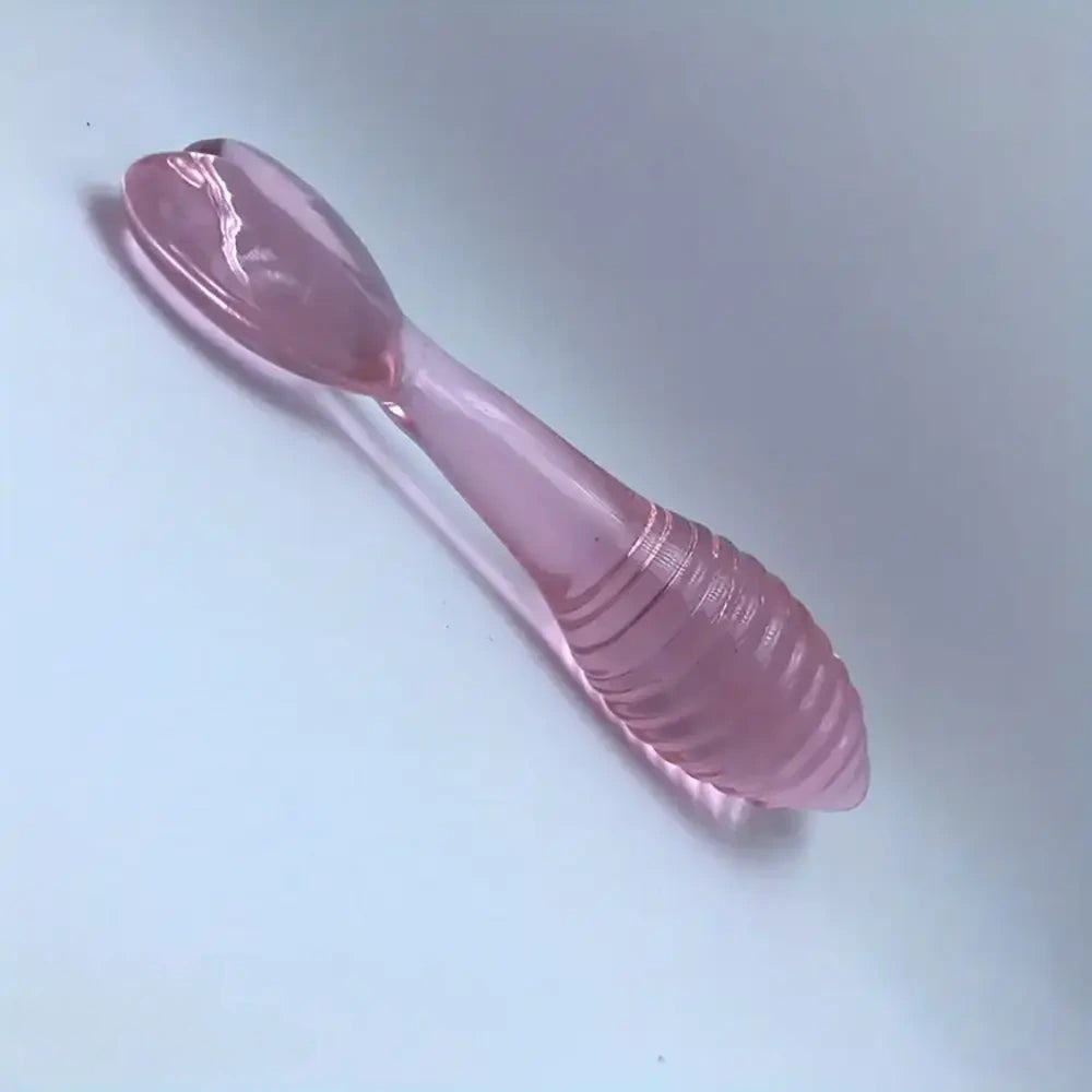 5.11in Glass Spiral Sharp Head Dildo With Heart Base Love Sex Toy