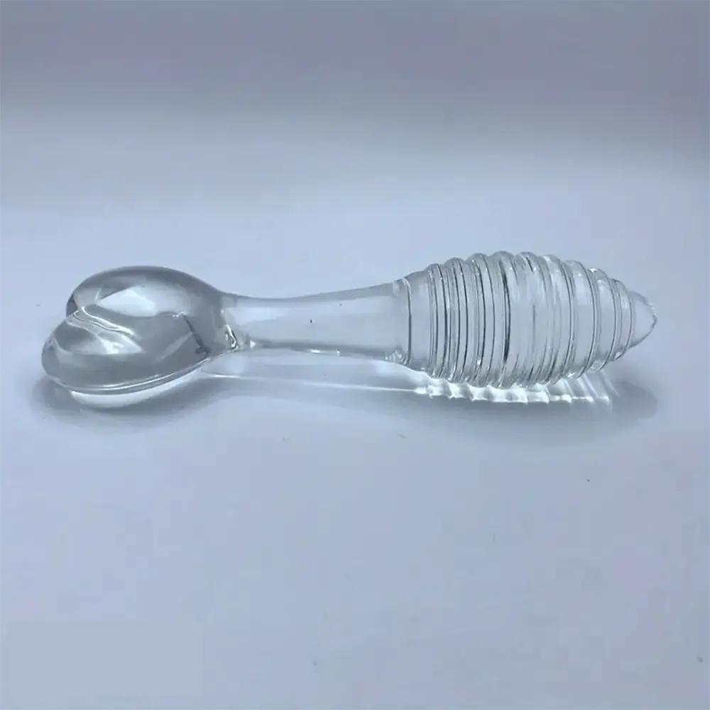 5.11in Glass Spiral Sharp Head Dildo With Heart Base Love Sex Toy