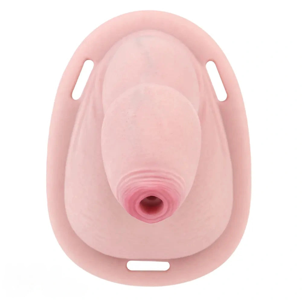 5.11in Real Hollow Chastity Cage Dildo Uncut Glans Female Masturbator
