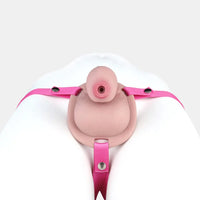 5.11in Real Hollow Chastity Cage Dildo Uncut Glans Female Masturbator